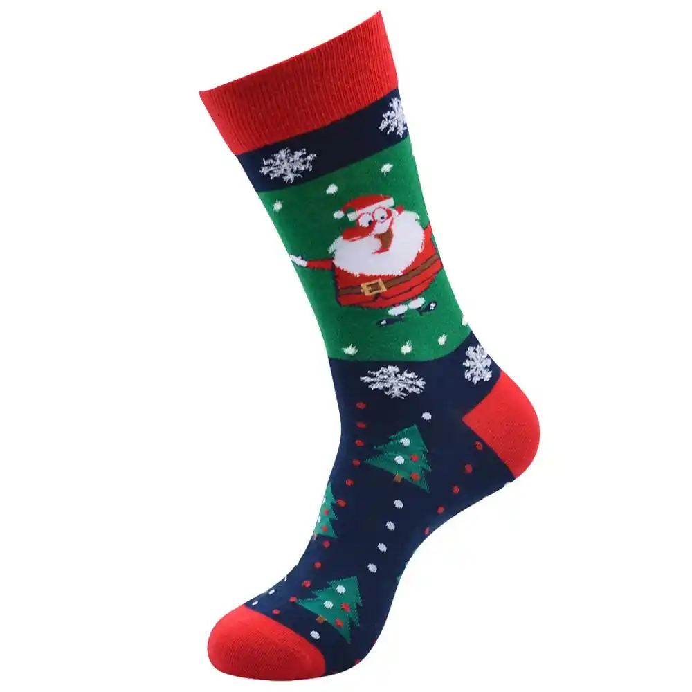 santa claus snowman sock snowflake work business socks 3d elk