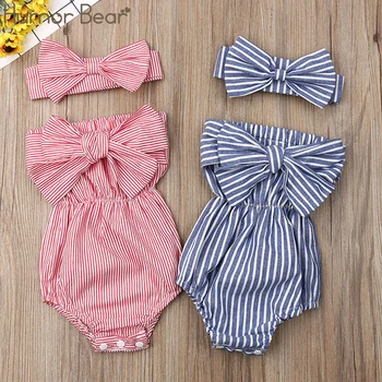 Humor Bear 2020 Fashion Baby Girl Clothes Off Shoulder Bowknot Striped Bodysuit Jumpsuit Headband 2Pcs Outfits Set
Humor Bear 2020 Fashion Baby Girl Clothes Off Shoulder Bowknot Striped Bodysuit Jumpsuit Headband 2Pcs Outfits Set