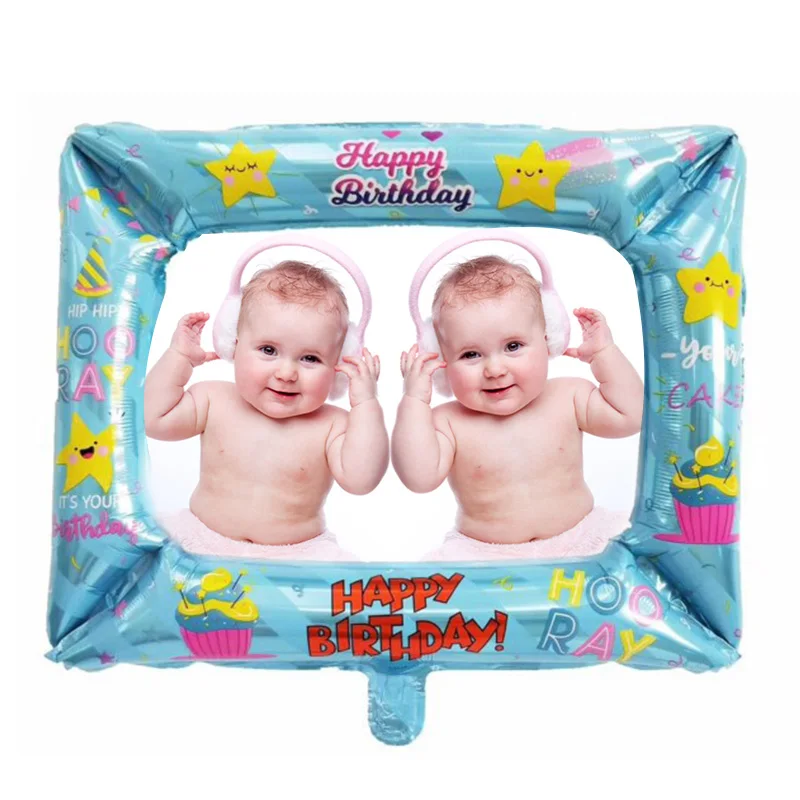 

1Pcs Birthday Photo Booth Foil Balloons Happy Birthday Party Decoration Photo Frame Balloon Photo Props Kids Baby Shower Globos