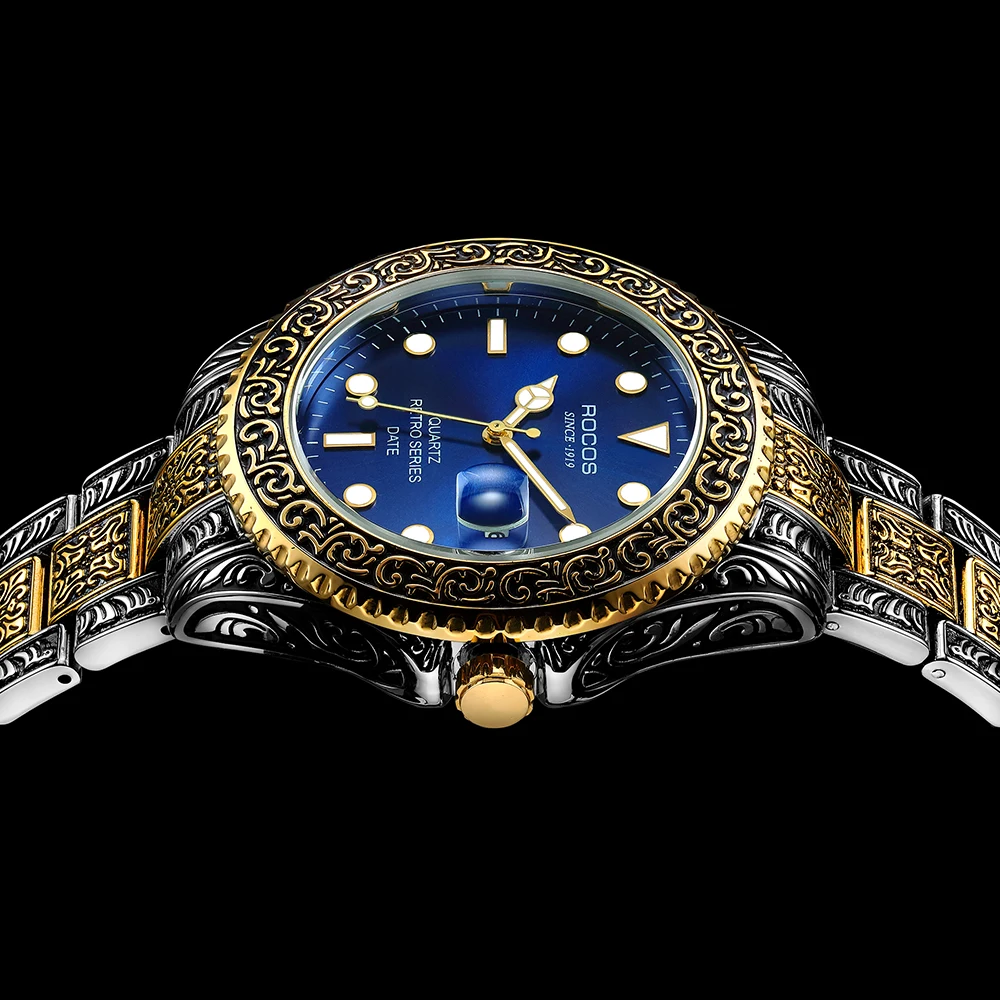 ROCOS 2020 New Mens Watches Top Brand Tungsten Steel Chronograph Waterproof Sport Luminescence Quartz Watch For Men R0406 ROCOS 2020 New Mens Watches Top Brand Tungsten Steel Chronograph Waterproof Sport Luminescence Quartz Watch For Men R0406