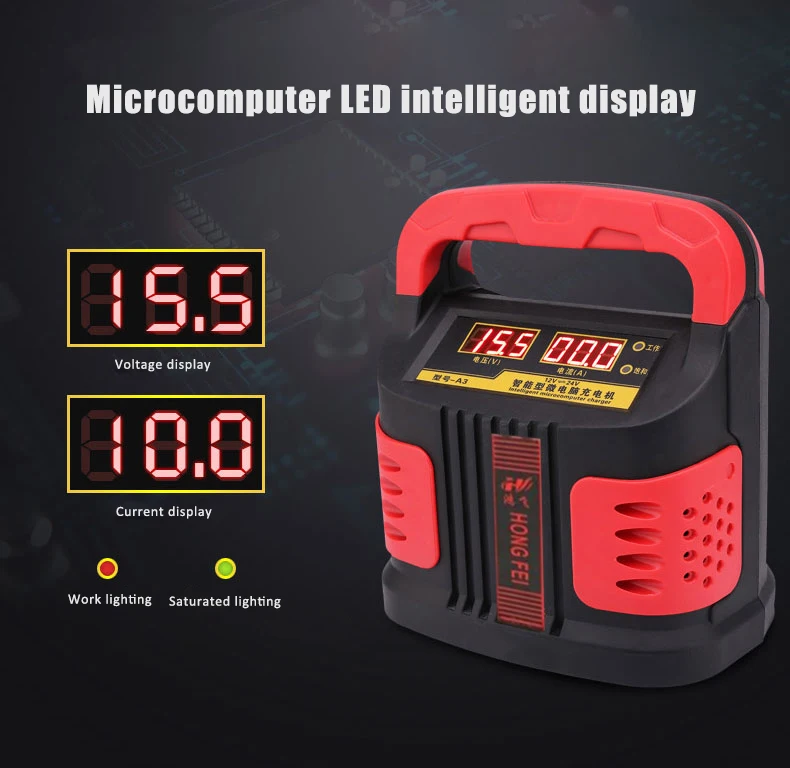 Handheld Car Battery Charger Dual LED Display Automatic Pulse Repair Type Smart Fast Charging Machine for Cars Trucks red&black
Handheld Car Battery Charger Dual LED Display Automatic Pulse Repair Type Smart Fast Charging Machine for Cars Trucks red&black