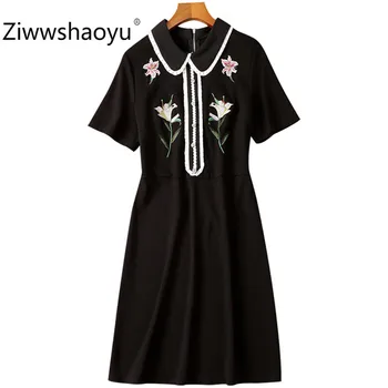 Ziwwshaoyu 2020 Summer lily Flower Print Embroidery Short Sleeve Vintage Black Mini Dresses Women's High Quality Clothing
Ziwwshaoyu 2020 Summer lily Flower Print Embroidery Short Sleeve Vintage Black Mini Dresses Women's High Quality Clothing