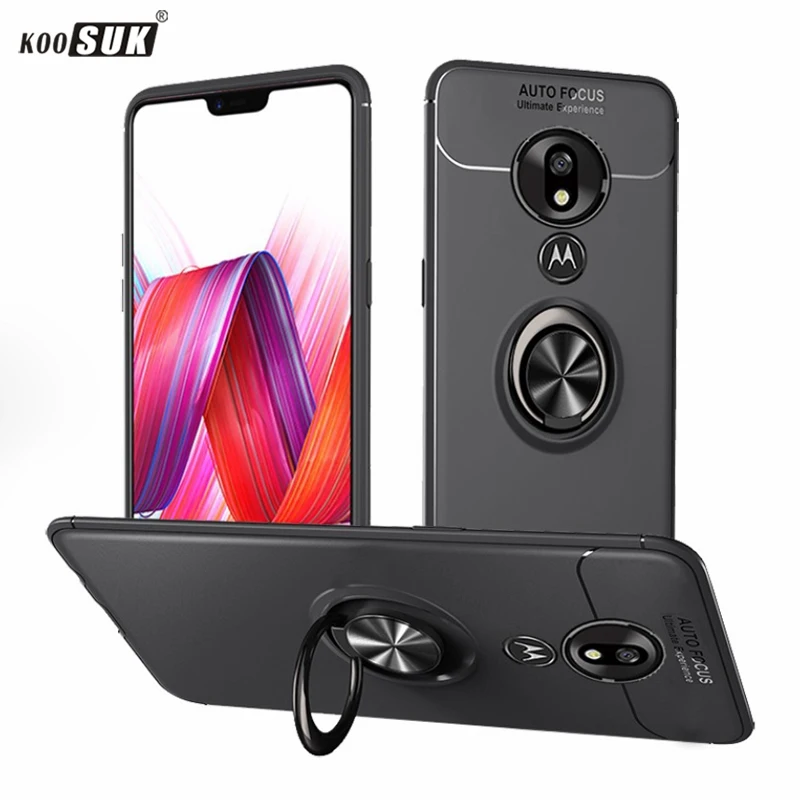 Для Motorola Moto G7 Plus чехол с кольцом пряжкой держатель Матовая Мягкая силиконовая
