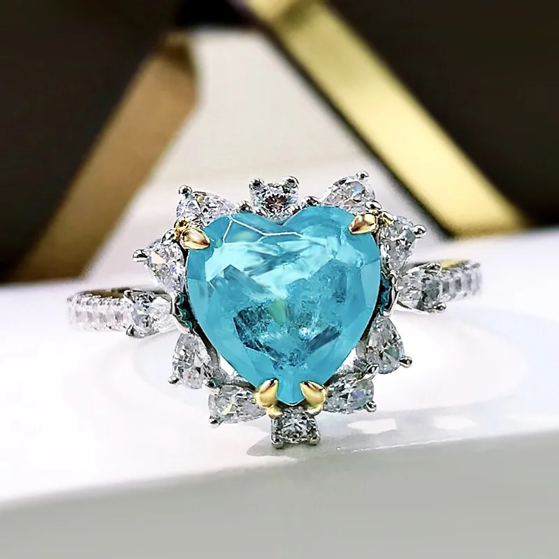 Trendy 925 Sterling Silver Heart Paraiba Tourmaline Rings for Women Fine Jewelry Love Promise Finger Ring Engagement Wedding
Trendy 925 Sterling Silver Heart Paraiba Tourmaline Rings for Women Fine Jewelry Love Promise Finger Ring Engagement Wedding