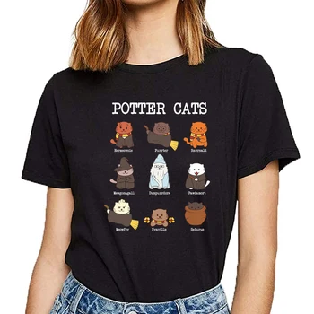 Tops T Shirt Women potter cats funny s for cat lovers Funny White Print Female Tshirt 
Tops T Shirt Women potter cats funny s for cat lovers Funny White Print Female Tshirt
