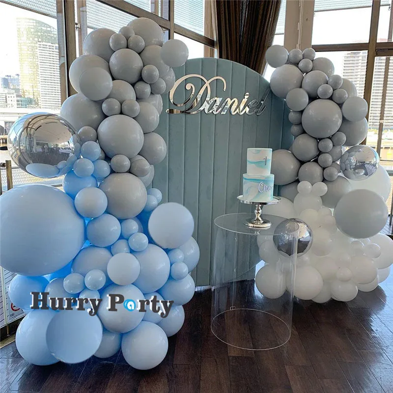 

139Pcs Macaron Blue Gray Decoration Balloons Garland Arch Kit 4D Silver Foil 30Th Birthday Party Decorations Ballon Adult