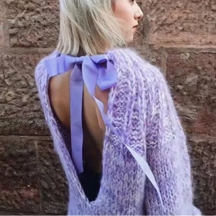 Autumn Winter Bowknot Backless Women's Sweater O Neck Lace Up Long Sleeve Oversized Korean Pullover Female 2019 Fashion New
Autumn Winter Bowknot Backless Women's Sweater O Neck Lace Up Long Sleeve Oversized Korean Pullover Female 2019 Fashion New