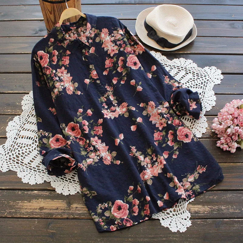 3864 new big size spring Japan style floral print cotton long sleeve turndown collar pullover shirt tops loose blouse women
3864 new big size spring Japan style floral print cotton long sleeve turndown collar pullover shirt tops loose blouse women