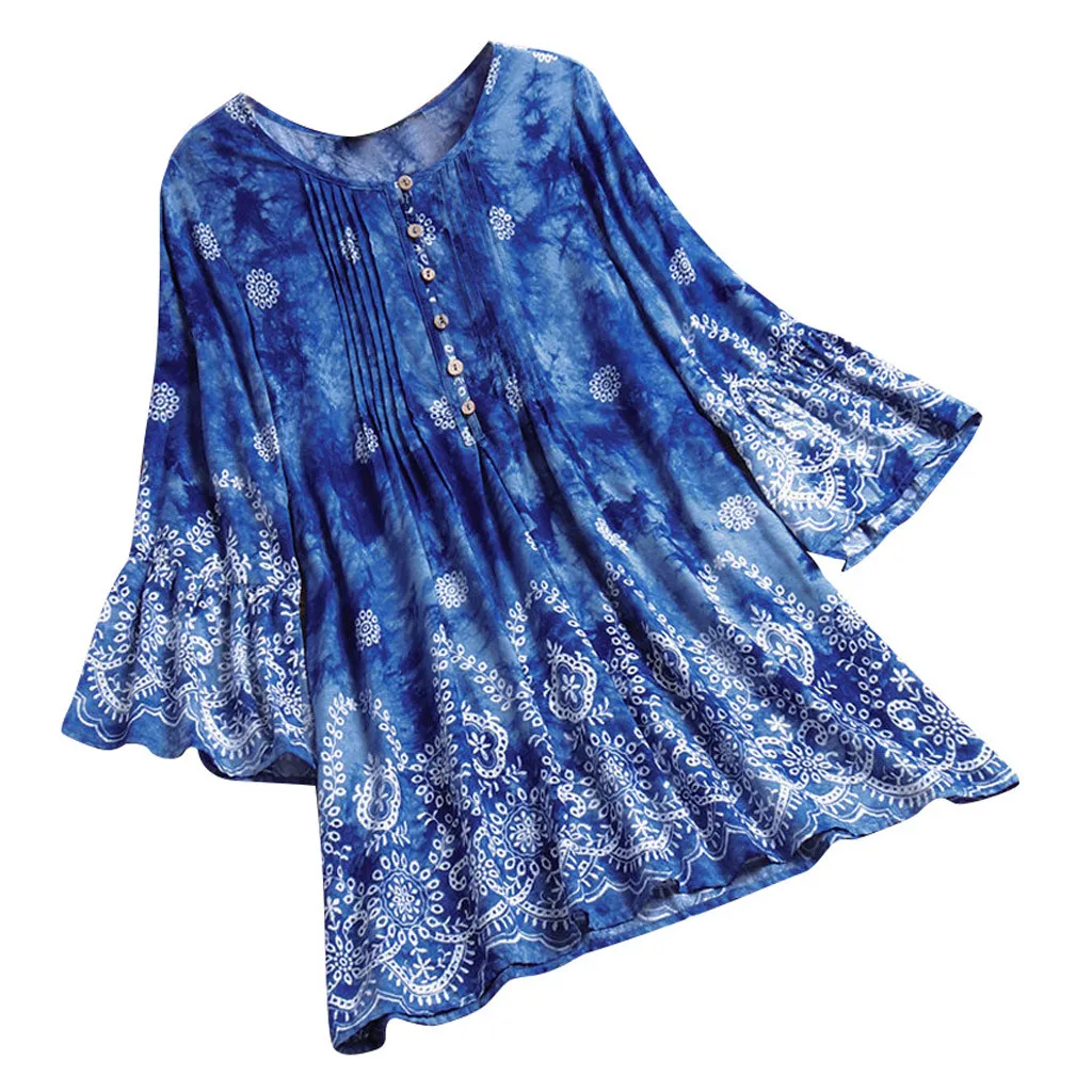 Women Pleated Ethnic Print Pattern sexy Tie-dyed 3/4 Sleeve Vintage Top T-Shirt O-Neck t shirt women 2019 aug 26
Women Pleated Ethnic Print Pattern sexy Tie-dyed 3/4 Sleeve Vintage Top T-Shirt O-Neck t shirt women 2019 aug 26