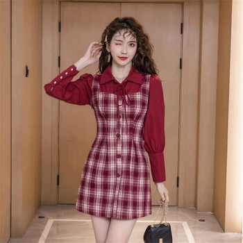 2020 Summer Sheer Korean Dress Women Long Sleeve Shirt Patchwork Print Plaid Dress Ladies Singer Breasted Mini Dress Women Robe
2020 Summer Sheer Korean Dress Women Long Sleeve Shirt Patchwork Print Plaid Dress Ladies Singer Breasted Mini Dress Women Robe