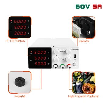 High Precision Adjustable DC Power-Supply Lab 60V 5A Switching Power Source Digital Voltage Stabilizer 220V/110V
High Precision Adjustable DC Power-Supply Lab 60V 5A Switching Power Source Digital Voltage Stabilizer 220V/110V