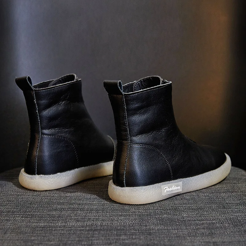 Botines planos de piel - true-deals-club
