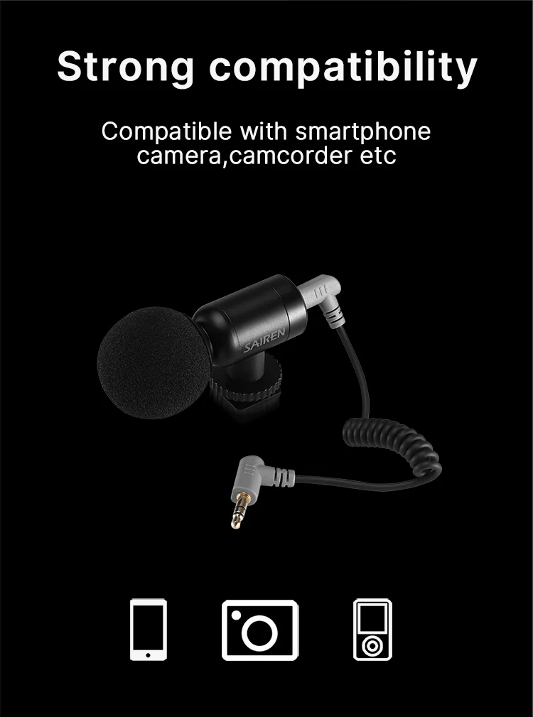 SAIREN NANO Mini Record Microphone Super Cardioid TRS TTRS Mic for Gopro 8 7 6 Sony A6400 SLR Camera Smartphone Video Vlog SAIREN NANO Mini Record Microphone Super Cardioid TRS TTRS Mic for Gopro 8 7 6 Sony A6400 SLR Camera Smartphone Video Vlog