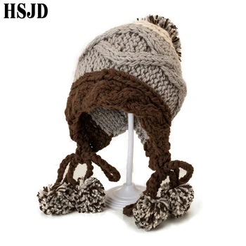 Winter Women Knitted Hat Ski Snow Cap Cute Girls Handmade Knit Crochet Beanie Hats Warm Soft Pompom Caps Female Gorras Bonnet 
Winter Women Knitted Hat Ski Snow Cap Cute Girls Handmade Knit Crochet Beanie Hats Warm Soft Pompom Caps Female Gorras Bonnet