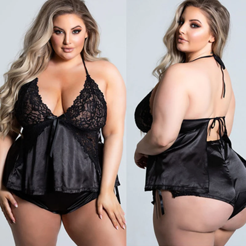 Plus Size Satin Lingerie Set Women Sexy Lace Cups Halter Cami Tops + Shorts Female Sleeveless Pajama Suit Sleepwear 5XL
Plus Size Satin Lingerie Set Women Sexy Lace Cups Halter Cami Tops + Shorts Female Sleeveless Pajama Suit Sleepwear 5XL