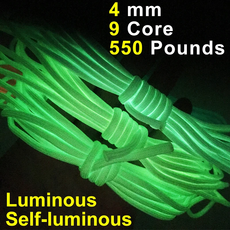 Paracord 550 Rope Camping Luminous 4mm Paracord Bracelet Survival Corde 9 Strands Escalade паракорд 550 Climbing Rope Outdoor 
Paracord 550 Rope Camping Luminous 4mm Paracord Bracelet Survival Corde 9 Strands Escalade паракорд 550 Climbing Rope Outdoor