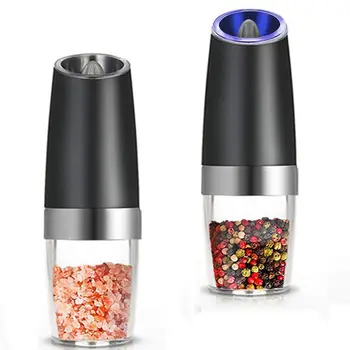 Premium Gravity Electric Salt and Pepper Grinder Set of 2 Battery Powered Salt Shakers, Automatic One Hand Pepper Mills with LED
Premium Gravity Electric Salt and Pepper Grinder Set of 2 Battery Powered Salt Shakers, Automatic One Hand Pepper Mills with LED