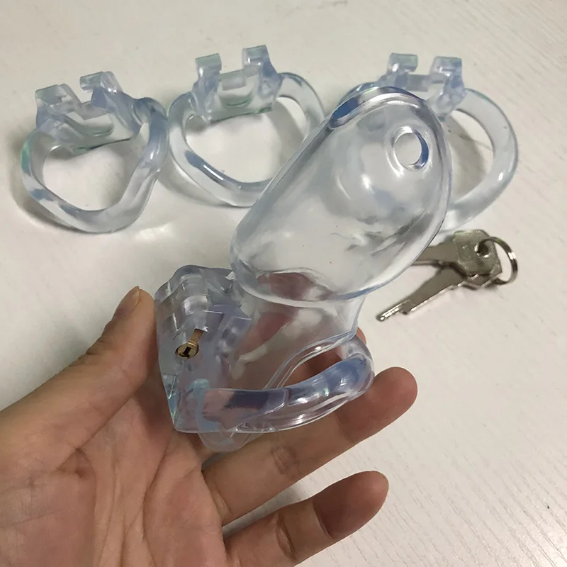 HT-V3 Male Chastity Cage With 4 Penis Rings Sex Toys For Men Resin Lock Cock Ring Fetish BDSM Bondage Sleeve | Красота и здоровье