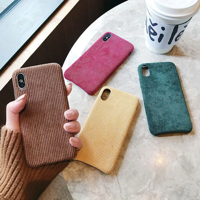

Phone Shell Corduroy Case for iPhone 6 6s plus 7 8 plus Apple X XS XR MAX Case Winter Warm Hand Female Woman Phone Mobile Cover