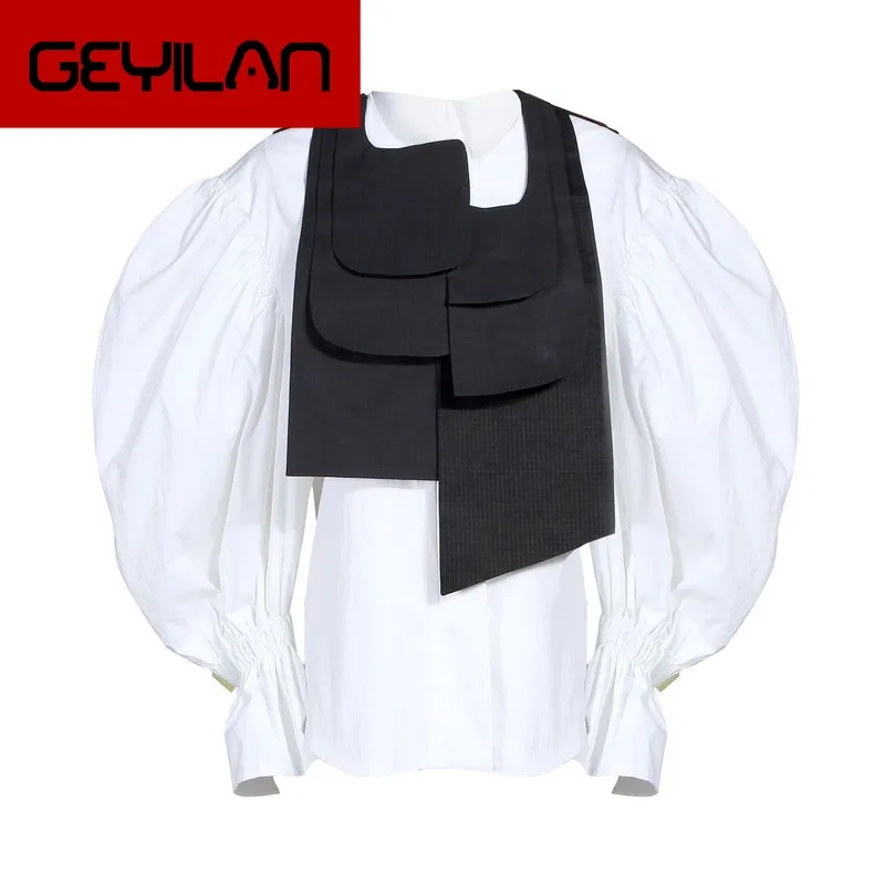 Retro Court Style Lantern Long Sleeve Blouse Fashion Contrast Color Patch Black Vest Blusas Loose Pullover Shirt 49237
Retro Court Style Lantern Long Sleeve Blouse Fashion Contrast Color Patch Black Vest Blusas Loose Pullover Shirt 49237