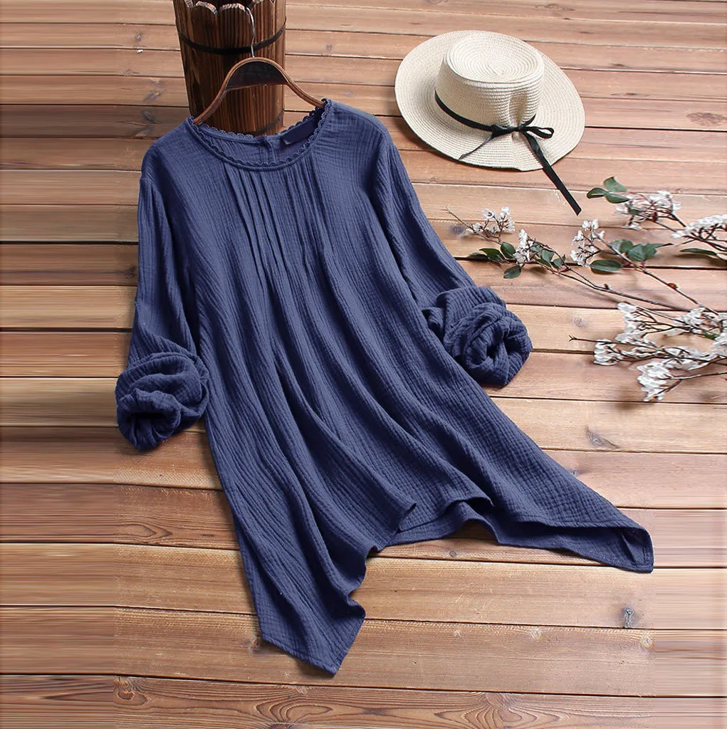 Plus Size Women's Blouse Chiffon Irregularity Lace Shirt O-Neck Solid Long Sleeves Casual Top Shirt blusas femininas de verão
Plus Size Women's Blouse Chiffon Irregularity Lace Shirt O-Neck Solid Long Sleeves Casual Top Shirt blusas femininas de verão