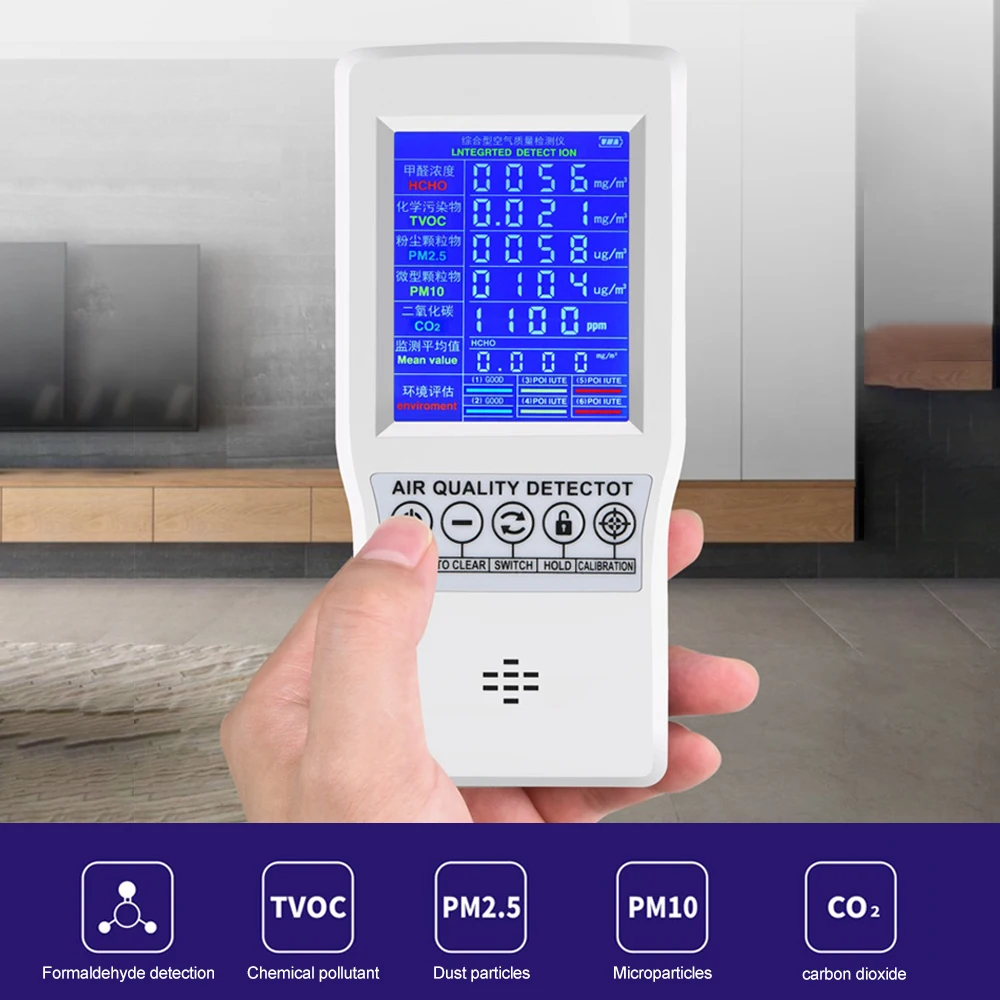 Intelligent Digital LCD Formaldehyde Detector Carbon Dioxide Detector Gas Analyzer Protable Home Air Quality Meter
Intelligent Digital LCD Formaldehyde Detector Carbon Dioxide Detector Gas Analyzer Protable Home Air Quality Meter