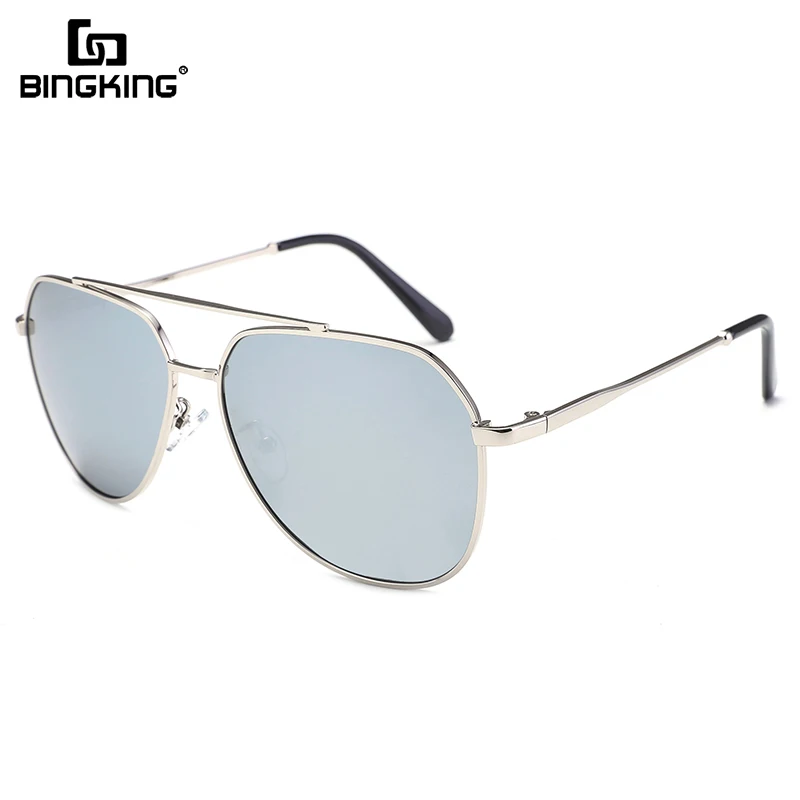 

BINGKING Flash Mirrored Polarized Lens Driving Sunglasses for Women Men UV400 Metal Frame Vintage Sun Glasses
