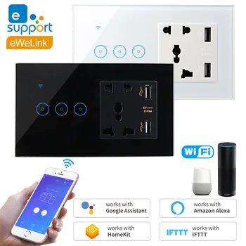 WIFI Smart USB Wall Socket 5 Hole Universal Socket Touch Switch Wireless eWeLink Smart Life Control Work with Alexa Google Home
WIFI Smart USB Wall Socket 5 Hole Universal Socket Touch Switch Wireless eWeLink Smart Life Control Work with Alexa Google Home