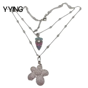 Y·YING Cubic Zirconia Pave Flower Arrowhead white gold color plated Chain statement Necklace 17''-21" for women
Y·YING Cubic Zirconia Pave Flower Arrowhead white gold color plated Chain statement Necklace 17''-21" for women