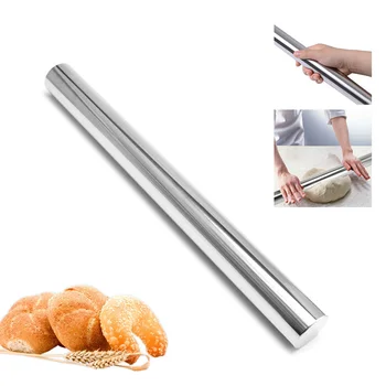 

1 pc Rolling Pin Stainless Steel Non-stick Kitchen Tool Dumpling Wrapper Roller Rolling Stick for Cookie Pastry Noodle Dough