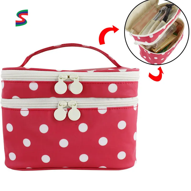 Double Layer Split Type Cosmetic Bag Polka Dot Zipper Canvas Travel Cubic Bag Customizable 2019 Storgage Bag
Double Layer Split Type Cosmetic Bag Polka Dot Zipper Canvas Travel Cubic Bag Customizable 2019 Storgage Bag