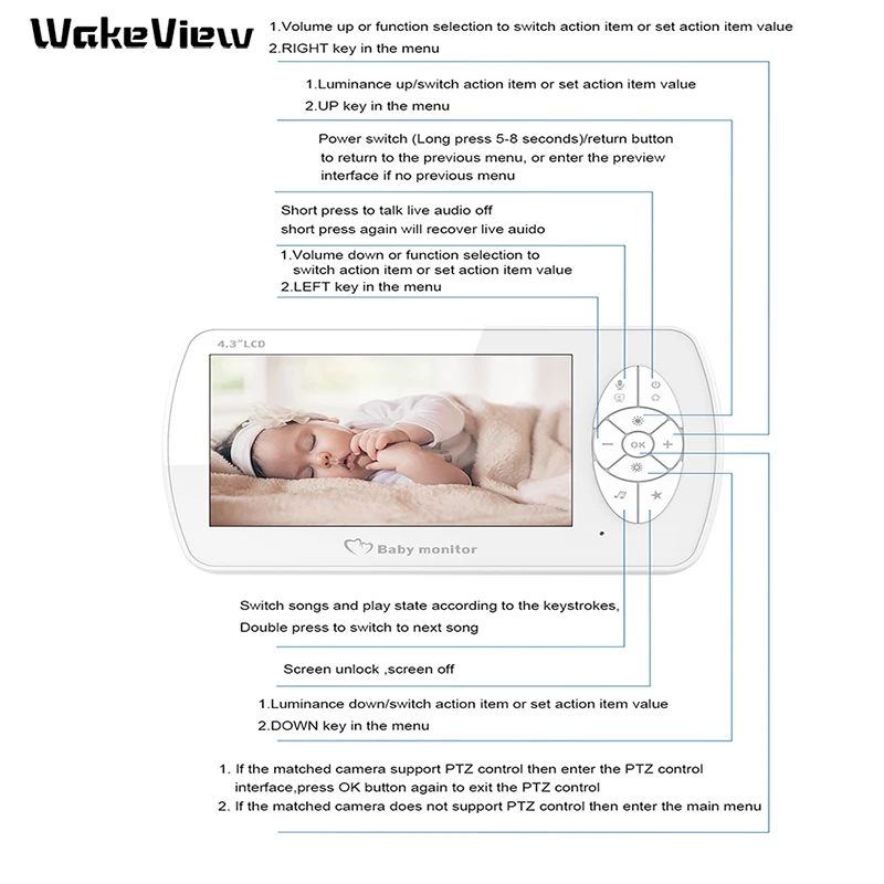 WakeView 2.0MP 1080P Baby Monitor Wireless Video 4.3 inch 2 Way Talk Baby Camera Night Vision Temperature Monitoring HD IR LED
WakeView 2.0MP 1080P Baby Monitor Wireless Video 4.3 inch 2 Way Talk Baby Camera Night Vision Temperature Monitoring HD IR LED