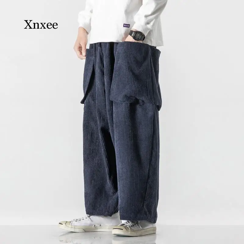 Japanese Style Corduroy Casual Wide Leg Pants 2021 Fashion Harajuku Big Pocket Black Straight Trousers Bottoms Men 
Japanese Style Corduroy Casual Wide Leg Pants 2021 Fashion Harajuku Big Pocket Black Straight Trousers Bottoms Men