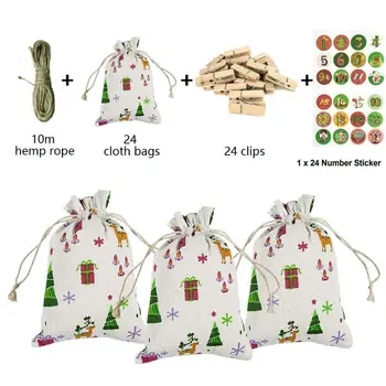 Christmas 24 Days Countdown Advent Calendar Hanging Drawstring Candy Bags Sacks 67JB
Christmas 24 Days Countdown Advent Calendar Hanging Drawstring Candy Bags Sacks 67JB