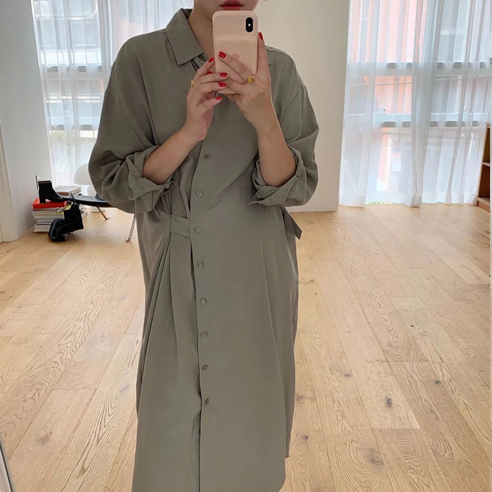 Autumn Vintage Long Dress Autumn 2019 New Korean Style Irregular Single Breasted Turn Down Collar Retro Casual Long Shirt Dress
Autumn Vintage Long Dress Autumn 2019 New Korean Style Irregular Single Breasted Turn Down Collar Retro Casual Long Shirt Dress