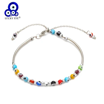 Lucky Eye Red Blue Turkish Evil Eye Bead Bangle Bracelet Silver Color Chain Bracelet Adjustable for Women Girls Jewelry BD276
Lucky Eye Red Blue Turkish Evil Eye Bead Bangle Bracelet Silver Color Chain Bracelet Adjustable for Women Girls Jewelry BD276