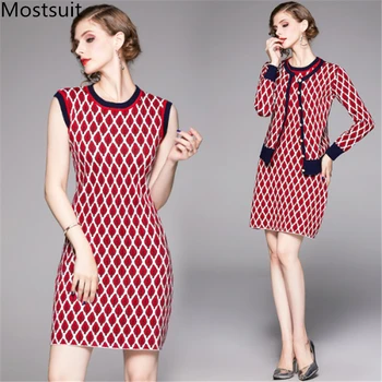 Vintage Knitted Women 2 Piece Sets Outfits Pearl Buttons Cardigan + Sleeveless Slim Dress Suits Elegant Fashion Runway 2 Pcs Set
Vintage Knitted Women 2 Piece Sets Outfits Pearl Buttons Cardigan + Sleeveless Slim Dress Suits Elegant Fashion Runway 2 Pcs Set