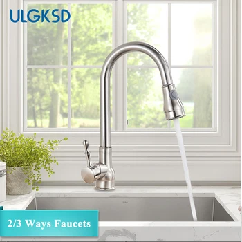 Ulgksd Brushed Nickel Pull Out Kitchen Faucets 360 Rotatable Mixer Tap Single Sharp Handle 2/3 Ways Hot&Cold Water Crane
Ulgksd Brushed Nickel Pull Out Kitchen Faucets 360 Rotatable Mixer Tap Single Sharp Handle 2/3 Ways Hot&Cold Water Crane