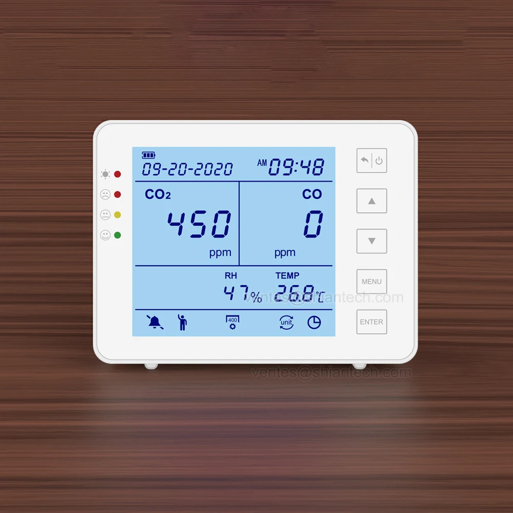 Plug-in 4 in 1 air quality detector alarm monitor home CO leaking with co2 meter, Max/Min (CO/CO2/RH/TEMP) monitor
Plug-in 4 in 1 air quality detector alarm monitor home CO leaking with co2 meter, Max/Min (CO/CO2/RH/TEMP) monitor