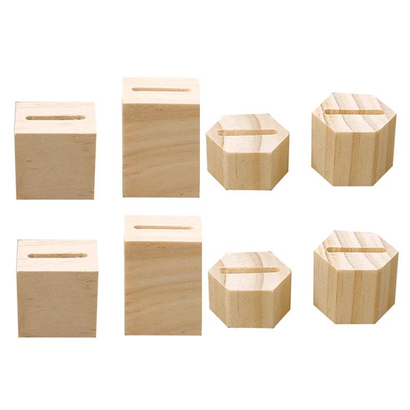 8 Pcs Log Pair Square and Hexagon Ring Display Racks Couple Holders Brackets Jewelry Silver Storage | Украшения и аксессуары