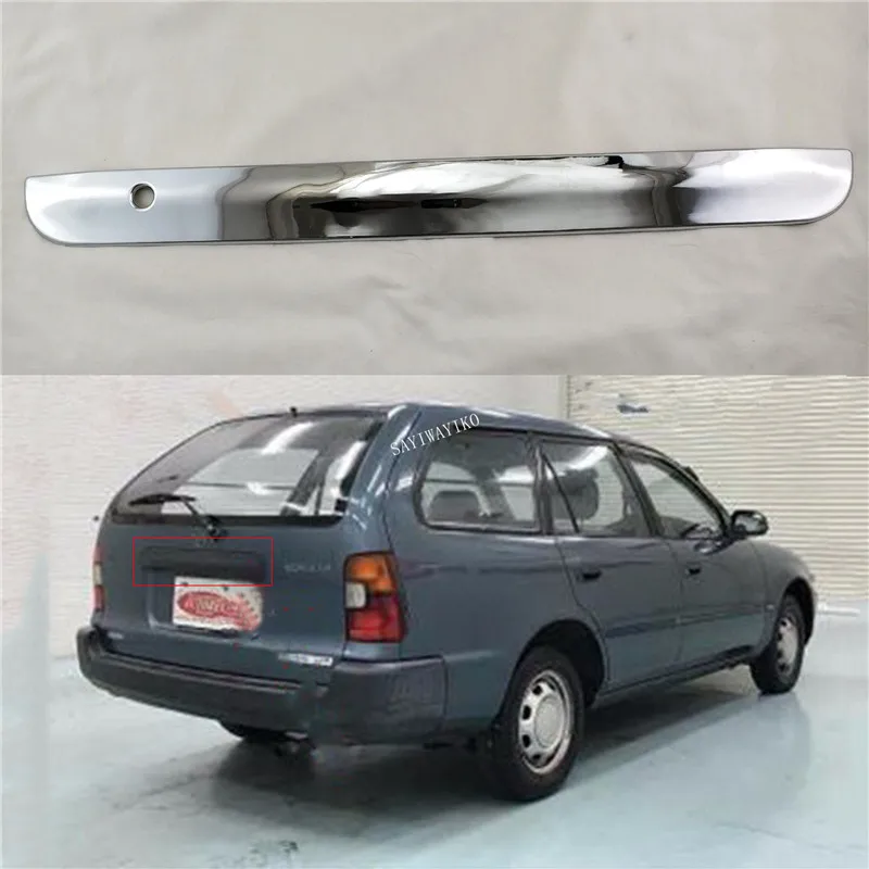 Накладка на заднюю крышку багажника, ABS, хромированная, для Toyota Corolla 1996, ae110, ae111, ae112
Накладка на заднюю крышку багажника, ABS, хромированная, для Toyota Corolla 1996, ae110, ae111, ae112