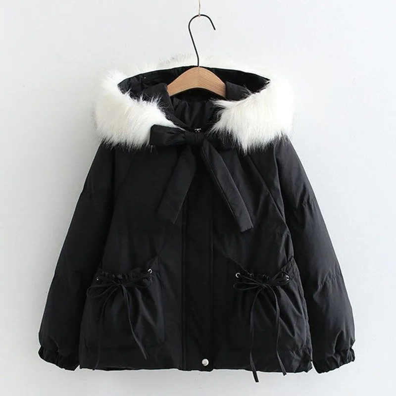 2023 Fashion Cotton Padded Jacket Women Cute Vintage Thick Warm Fur Collar Hooded Coat Casual Winter Black Parka Outerwear
2023 Fashion Cotton Padded Jacket Women Cute Vintage Thick Warm Fur Collar Hooded Coat Casual Winter Black Parka Outerwear