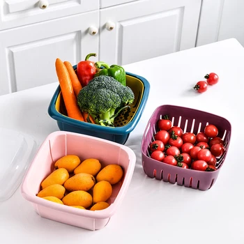 1pc Hot New Kitchen Double-layer Plastic Sealed Fresh-keeping Box Draining Vegetables Blue Fruit Basket Vegetable Washing Basket
1pc Hot New Kitchen Double-layer Plastic Sealed Fresh-keeping Box Draining Vegetables Blue Fruit Basket Vegetable Washing Basket