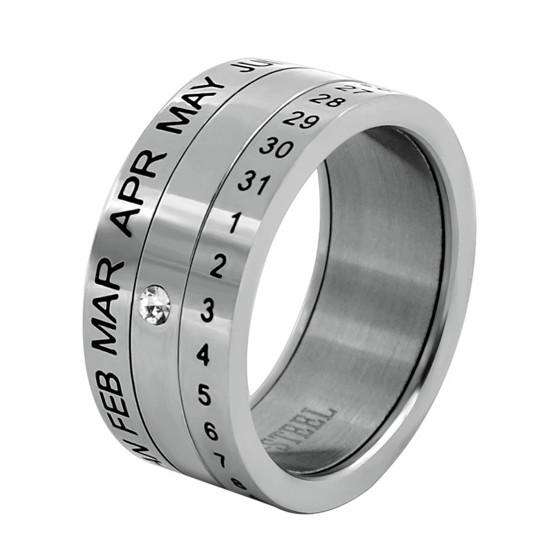 Hot sale Simplicity 9mm Stainless Steel Revolving Calendar Roman numerals Rings Punk Vintage Ring Titanium Rings for Men Women
Hot sale Simplicity 9mm Stainless Steel Revolving Calendar Roman numerals Rings Punk Vintage Ring Titanium Rings for Men Women