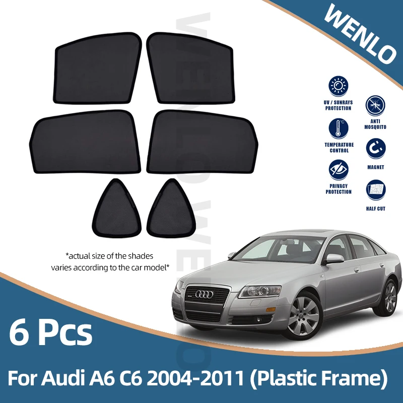Magnetic Car Side Window Sunshade For Audi A6 C6 Sedan 2004-2011 (Plastic Frame) 6Pcs auto curtain car sun visor accessories
Magnetic Car Side Window Sunshade For Audi A6 C6 Sedan 2004-2011 (Plastic Frame) 6Pcs auto curtain car sun visor accessories