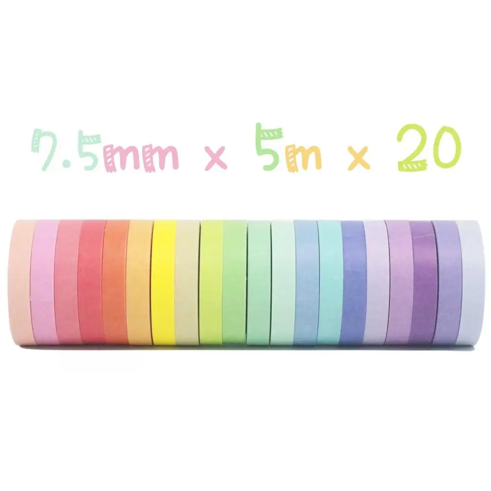20pcs Rainbow Candy Solid Color Paper Washi Tape Set 7.5mm Superfine Masking Tapes Album Journal Frame Decoration Stickers H6165
20pcs Rainbow Candy Solid Color Paper Washi Tape Set 7.5mm Superfine Masking Tapes Album Journal Frame Decoration Stickers H6165