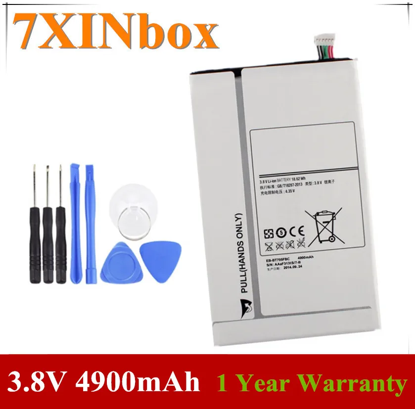 3.8V 4900mah Original EB-BT705FBE Battery For SAMSUNG GALAXY Tab S 8.4 T700 T701 T705 T705C T707 Tablet EB-BT705FBC EB-BT705FBU
3.8V 4900mah Original EB-BT705FBE Battery For SAMSUNG GALAXY Tab S 8.4 T700 T701 T705 T705C T707 Tablet EB-BT705FBC EB-BT705FBU