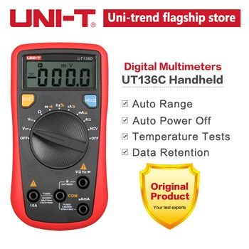 UNI-T UT136C Digital Multimeter Auto Range Tester AC DC Voltage Current Ohm Diode Hz Temperature of test diode multimeter
UNI-T UT136C Digital Multimeter Auto Range Tester AC DC Voltage Current Ohm Diode Hz Temperature of test diode multimeter