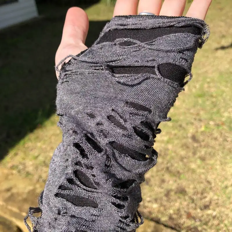 1Pair Punk Broken Slit Gothic Unisex Glove Fingerless Cuff Ninja Sport Hole Mitten Cool Women Men Hollow Out Rock Gloves 1Pair Punk Broken Slit Gothic Unisex Glove Fingerless Cuff Ninja Sport Hole Mitten Cool Women Men Hollow Out Rock Gloves