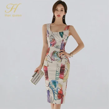 H Han Queen Sexy Women Print knee-length Dress Summer Boho Backless Sheath Pencil Bodycon Dresses Sleeveless Tank 2019 Vestidos
H Han Queen Sexy Women Print knee-length Dress Summer Boho Backless Sheath Pencil Bodycon Dresses Sleeveless Tank 2019 Vestidos